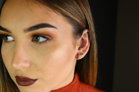 14K Large Bar Stud Earrings